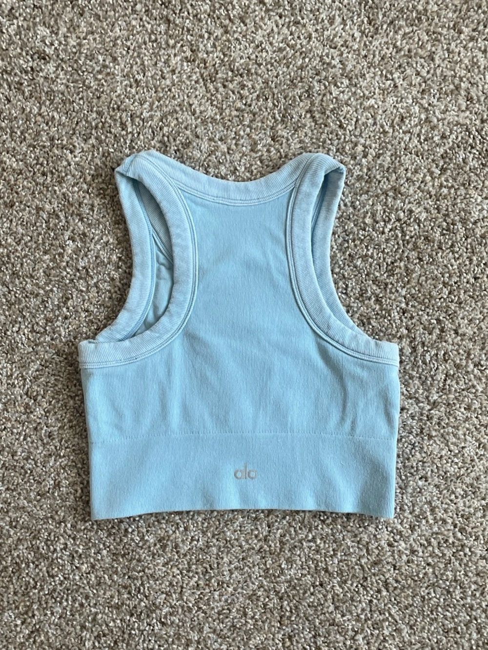 ALO Yoga Sky Blue Ribbed Crop Top - Picture 2 of 3